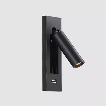 Светодиодный встроенный прикроватный светильник для чтения, креативный встроенный светильник для гостиничной прикроватной тумбочки, светильник для гостевой комнаты 3W&Warm light чёрный