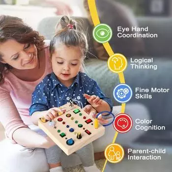 Светодиодный выключатель света, бизиборд для малышей, выключатель света, управление, деревянная доска, игрушка, портативная C