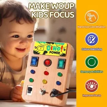 Светодиодный выключатель света, игровая доска, выключатель света для малышей, пульт управления, игрушка, портативная, для путешествий, для развития мелкой моторики, для детей, для обучения, для занятий, для игр S