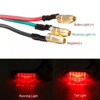 Светодиодный задний фонарь для мотоцикла, мини-лампочка номерного знака, красная 12-светодиодная фара для мотоцикла, задний стоп-сигнал красный