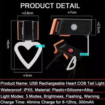 Светодиодный задний фонарь для велосипеда, мигающий задний фонарь, перезаряжаемый задний фонарь для велосипеда, многорежимный фонарь безопасности для горного велосипеда