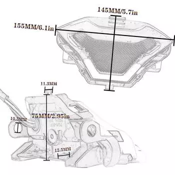 Светодиодный задний фонарь, стоп-сигнал для мотоцикла, задний фонарь со светодиодными поворотниками, замена для Yamaha YZF R3 R25 Y15ZR MT07 FZ07 LC150 чёрный