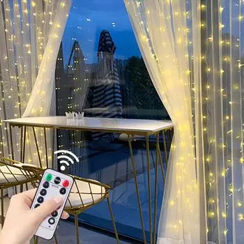 Светодиодный занавес, сказочная гирлянда, рождественский свет, USB-мощность, гирлянда-гирлянда с питанием от USB, лампа с дистанционным управлением, сад, свадьба, декор для спальни, окна 3M(L)X1M(H) разноцветный