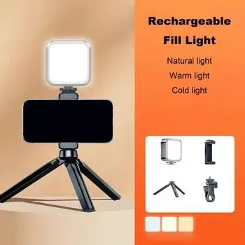Светодиодный заполняющий свет 3 цветовых температуры Высокая яркость Без мерцания Высокая цветопередача Перезаряжаемый миниатюрный фонарь для фотосъемки и селфи C