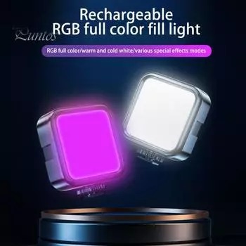 Светодиодный заполняющий свет с несколькими световыми эффектами, высокая цветопередача, супер яркий, перезаряжаемый, компактный, портативный, для фотосъемки и селфи E