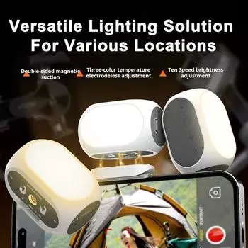 Светодиодный заполняющий свет с регулируемой яркостью, 3-цветная температура, перезаряжаемый, компактный, портативный, стабилизатор, магнитный заполняющий свет, подвес для телефона белый