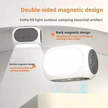 Светодиодный заполняющий свет с регулируемой яркостью, 3-цветная температура, перезаряжаемый, компактный, портативный, стабилизатор, магнитный заполняющий свет, подвес для телефона белый