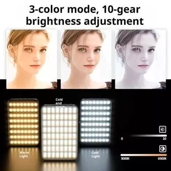 Светодиодный заполняющий свет с зажимом для телефона, холодный башмак, супер яркий, 3 режима освещения