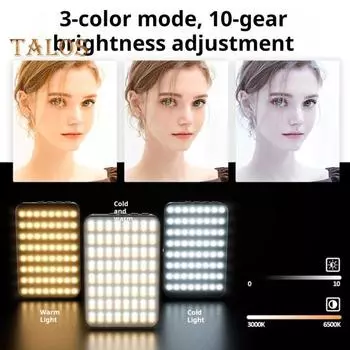 Светодиодный заполняющий свет с зажимом для телефона, холодный башмак, супер яркий, 3 режима освещения, не мерцает, портативный перезаряжаемый магнитный светильник для селфи на телефон чёрный