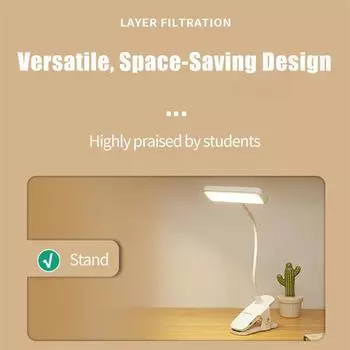 Светодиодный зажим для защиты глаз, настольная лампа с бесступенчатым затемнением, перезаряжаемый прикроватный ночник для учебы, чтения, офисной работы 4000mAh белый