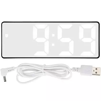 Светодиодный зеркальный будильник USB электронный цифровой настольный перезаряжаемый зеркальный декор