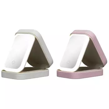 Светодиодный зеркальный ящик для хранения косметики с регулируемой яркостью, портативный косметический чехол со светодиодной подсветкой (белый) он