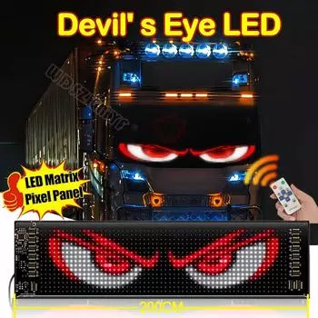 Светодиодный знак Devil s Eye Truck с дистанционным управлением, прокручивающаяся анимация, светодиодная матричная пиксельная панель, светодиодный дисплей для лобового стекла автомобиля и грузовика