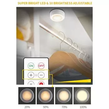 Светодиоды Puck Light Освещение шкафа с дистанционным управлением 16RGB Освещение шкафа 10 Диммер Функция таймера Беспроводная связь 6pcs