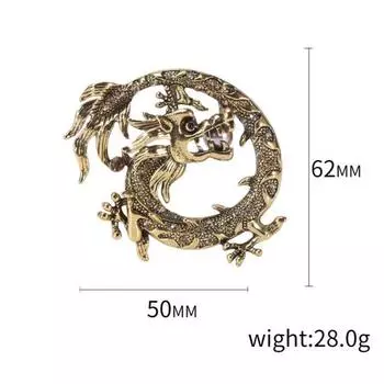 Светонепроницаемая брошь в стиле ретро Зодиака, брошь с китайским драконом, брошь на воротнике серебряный