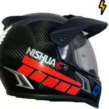 Светоотражающая красная наклейка на мотоциклетный шлем в полоску CinarExtreme