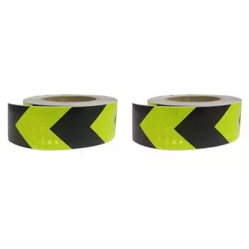 Светоотражающая лента со стрелкой, предупреждающая наклейка на автомобиль (Флуоресцентный желтый+черный)