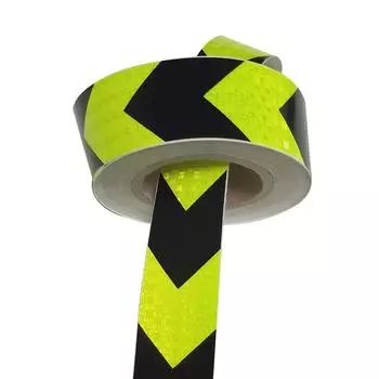 Светоотражающая лента со стрелкой, предупреждающая наклейка на автомобиль (Флуоресцентный желтый+черный)