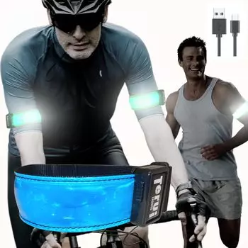 Светоотражающая лента TERUI Lights, большая, для бега, перезаряжаемая, светоотражающий фонарь для ходьбы, свет, (Синий, Большой) синий