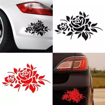 Светоотражающая наклейка для кузова автомобиля на окно с цветком розы, наклейки, декор красный