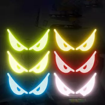 Светоотражающая наклейка на автомобиль, мотоциклетный шлем, наклейка в форме злых глаз, персонализированная декоративная наклейка, автомобильные аксессуары синий