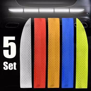 Светоотражающая наклейка на багажник автомобиля Универсальная светоотражающая полоска для багажника автомобиля, предупреждающая о столкновении, декоративная наклейка от царапин на кузове автомобиля 1set