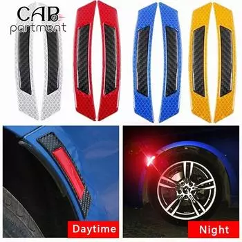 Светоотражающая полоса для предотвращения столкновений, 2 шт., бирка безопасности, предупреждающая авто-сторонняя полоса против царапин, наклейка на бампер двери автомобиля, безопасность 04