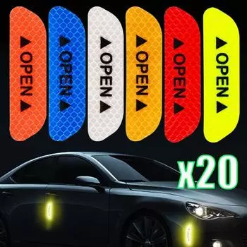 Светоотражающая предупреждающая наклейка на открытую дверь автомобиля. Автомобильные бамперы ОТКРЫТЫ. Светящаяся наклейка на внешнюю часть автомобиля. Внутренний отражатель. Наклейка для предотвращения столкновений. 2pcs красный