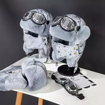 Светоотражающая шапка-ушанка из искусственного меха кролика, зимняя велоспорт, уличный стиль, сохраняющая тепло, ветрозащитная шапка, северо-восточный китайский бархат, холодное хранение