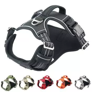 Светоотражающая шлейка для собак из ткани Оксфорд 1000D, жилет для служебных собак с вертикальной ручкой, регулируемые ошейники для больших и средних собак S (Chest 35-63cm)