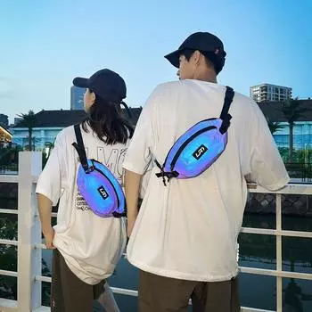 Светоотражающая светящаяся сумка через плечо для мобильного телефона, сумка-хобо, сумка на плечо для мужчин и женщин, нагрудная сумка для пары, модная поясная сумка синий