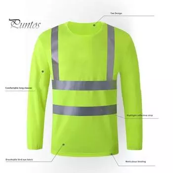 Светоотражающая защитная футболка со светоотражающими зонами на 360 градусов, высокая видимость, быстросохнущая, с длинными рукавами, для бега в ночную смену L оранжевый/красный