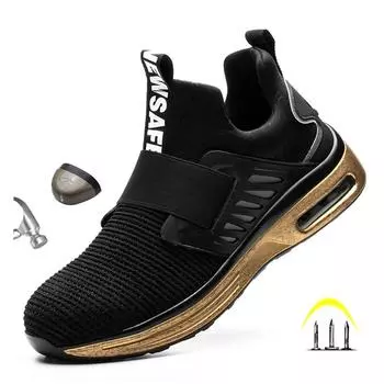 Светоотражающие мужские защитные ботинки Ботинки со стальным носком Повседневные мужские ботинки Рабочая неразрушимая обувь Рабочие кроссовки с защитой от проколов 43 зелёный