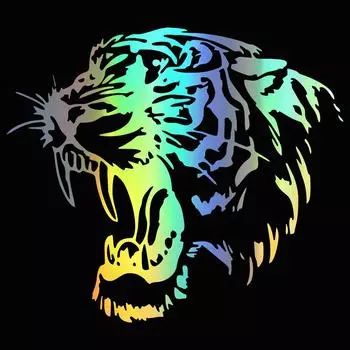 Светоотражающие наклейки для автомобиля, наклейки с головой тигра, капот автомобиля и мотоцикла, боковые наклейки для автомобиля Steller, черный/белый/лазерный 40x35cm