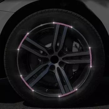 Светоотражающие наклейки на обода колес автомобиля, наклейки на ступицы гоночных колес Mark Stripe для размеров 18 - 21 с блестящими стразами чёрный