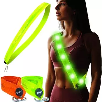 Светоотражающие огни TERUI для пеших прогулок по Осаке, светодиодные, светоотражающие, для взрослых и светоотражающие ночные, светоотражающая флуоресцентная светящаяся светоотражающая повязка, взрослый размер зелёный