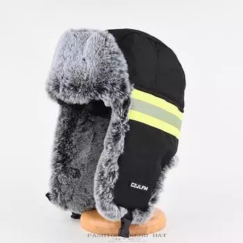 Светоотражающие полосы Lei Feng кепка мужская зимняя мягкая утолщенная теплая кепка для защиты ушей женская уличная велосипедная ночная рабочая шапка One Size синий