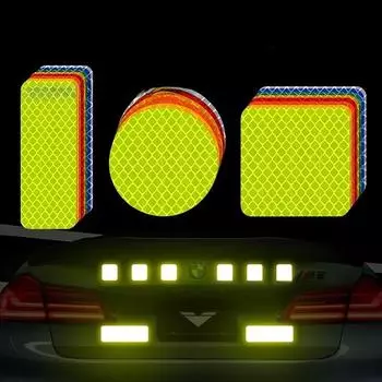 Светоотражающие предупреждающие наклейки для автомобилей и грузовиков 5*5cm square 10 pieces флуоресцентный зеленый