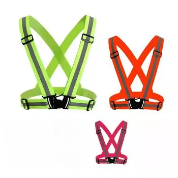 Светоотражающие ремни для ночного бега и верховой езды, жилет, регулируемый защитный жилет на резинке для взрослых и детей флуоресцентный желтый