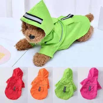 Светоотражающие водонепроницаемые куртки для собак, дождевик из полиэстера для собак, дождевики с капюшоном для собак на все сезоны L оранжевый