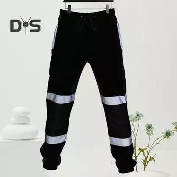 Светоотражающие защитные брюки, светоотражающие зоны на 360 градусов, высокая видимость, ночные уличные строительные рабочие, ночные смены, бег, велоспорт, брюки M флуоресцентный зеленый