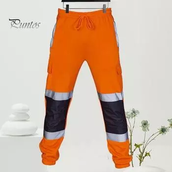 Светоотражающие защитные брюки, светоотражающие зоны на 360 градусов, высокая видимость, ночные уличные строительные рабочие, ночные смены, бег, велоспорт, брюки M жёлтый