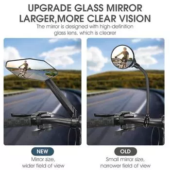 Светоотражающие зеркала заднего вида для велосипеда и мотоцикла, широкий регулируемый угол, зеркала на руле заднего вида чёрный