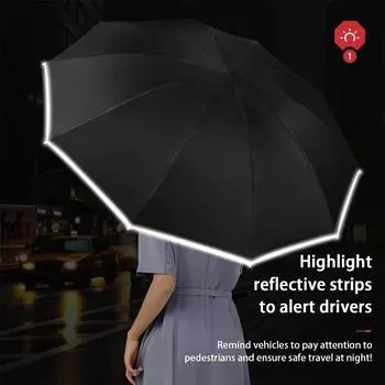 Светоотражающие зонты, обратные, тройные, 20, черный, с костяным клеем, автоматический солнцезащитный козырек, солнцезащитный зонт от дождя, сильная устойчивость к ветру