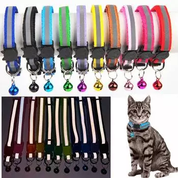 Светоотражающий безопасный ошейник для кошек, собак, котят, быстросъемный колокольчик, регулируемый 2pcs красный