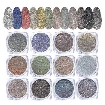 Светоотражающий блеск для ногтей, 12 цветов (12 комплектов)
