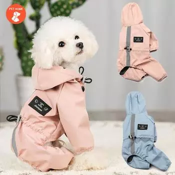 Светоотражающий дождевик для собак, непромокаемая одежда для собак, комбинезон для щенков, пальто, одежда для четвероногих домашних животных для собак, толстовки с капюшоном для кошек, куртка S розовый