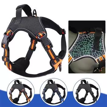 Светоотражающий нагрудный поводок для средних и крупных собак, взрывозащищенный жилет для собак S оранжевый