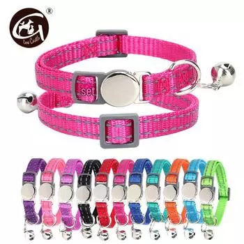 Светоотражающий нейлоновый ошейник для кошек с гравированной металлической пряжкой No engraving темно-фиолетового