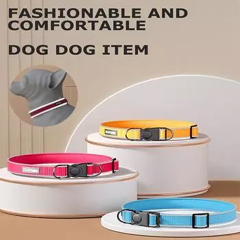 Светоотражающий нейлоновый ошейник для собак, противоударный ошейник для средних и больших собак, мягкие дышащие ошейники для собак, аксессуары для собак, принадлежности S темно-синий